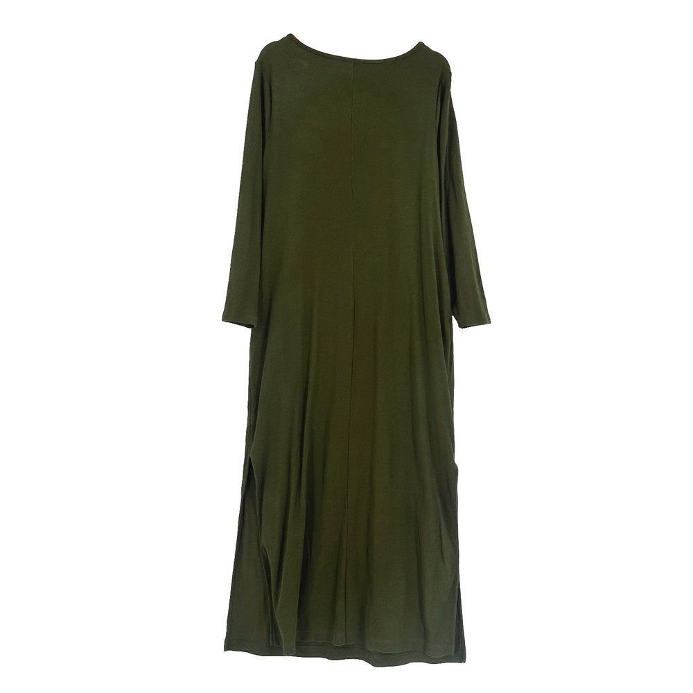 Old Navy Ribbed Knit Square Neck Midi Dress XXL Green Minimalist Classic Capsule - Picture 8 of 11